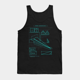 Top secret origami paper plane engineering blueprints (in turquoise) Tank Top